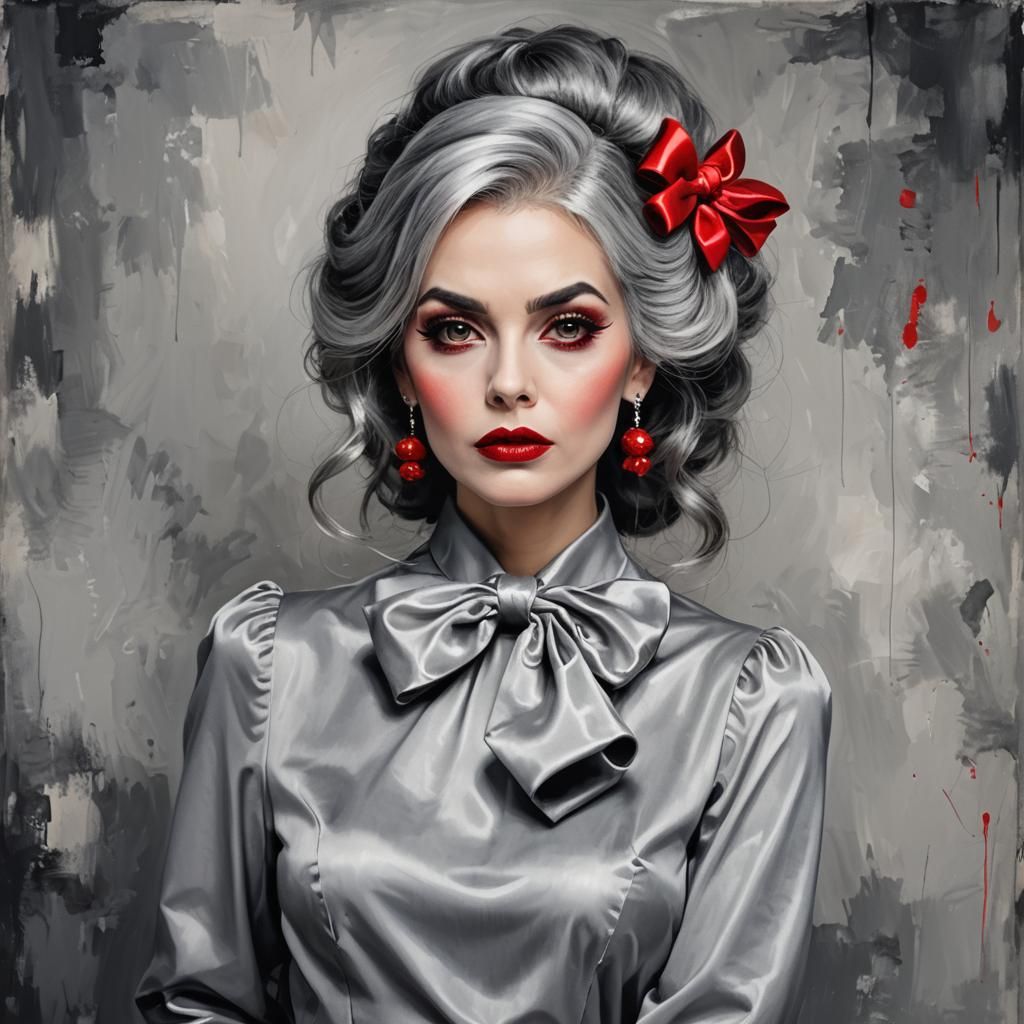 Glamorous Woman with Smoky Eyes and Red Lipstick