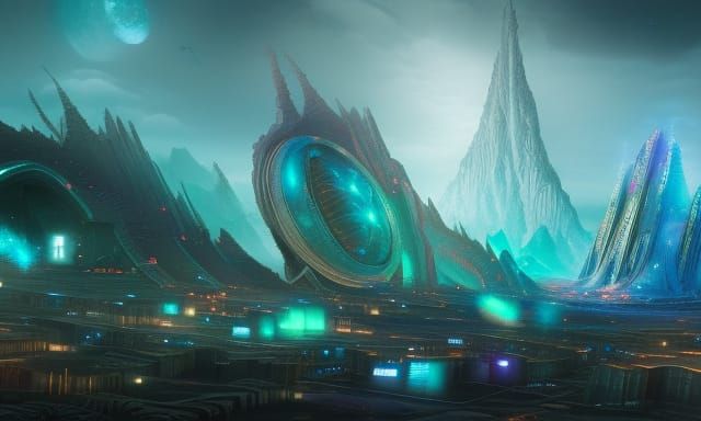 Astral Alien City: Cosmic Matte Painting