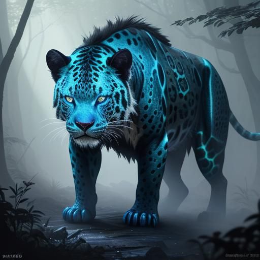 Rainbow Crystal Jaguar in Primeval Forest
