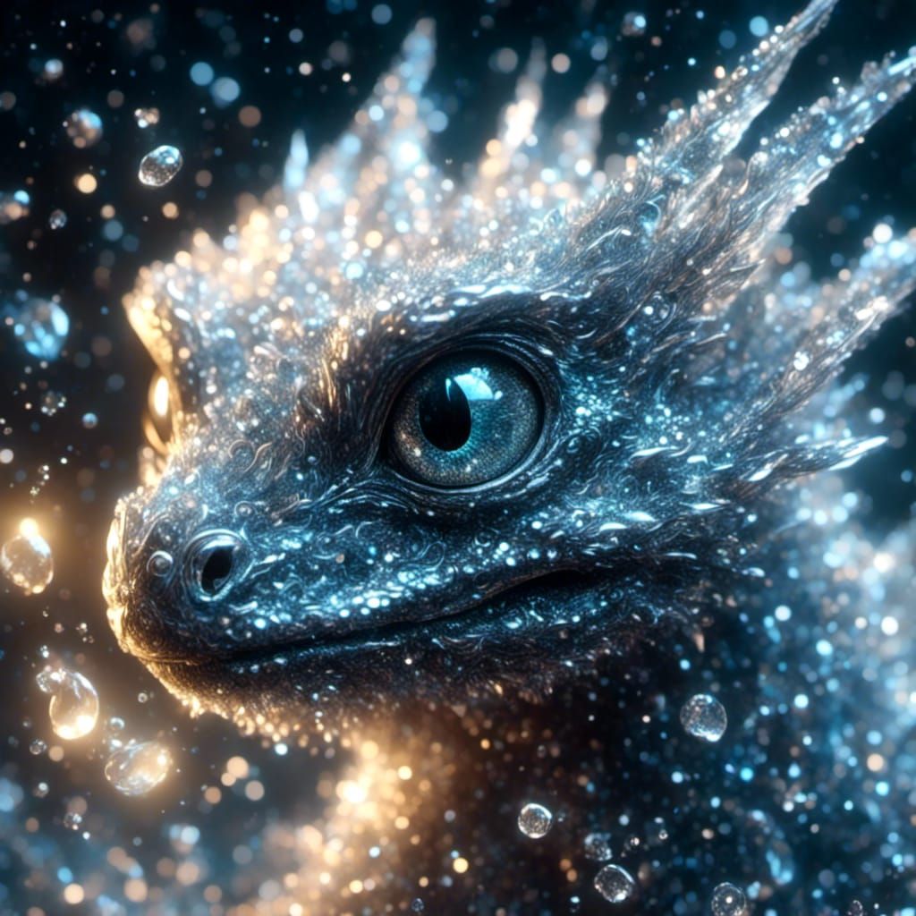 Cute Frosted Crystal Dragon Hatchling: Electric Droplets