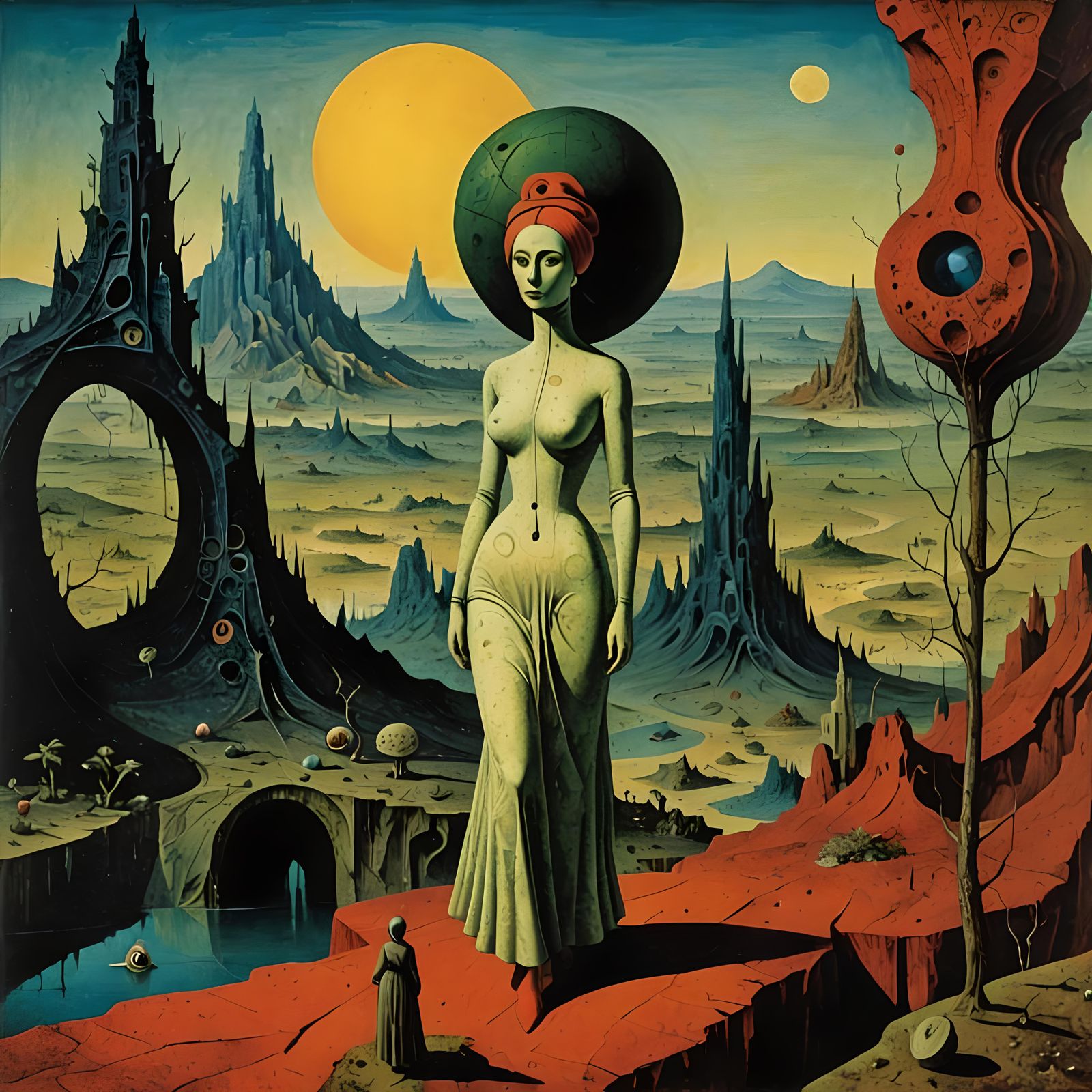 Surreal Lady in a Fantastic Landscape