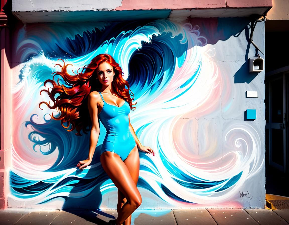 Aqua: A Chalk Art Portrait of a Beautiful Woman