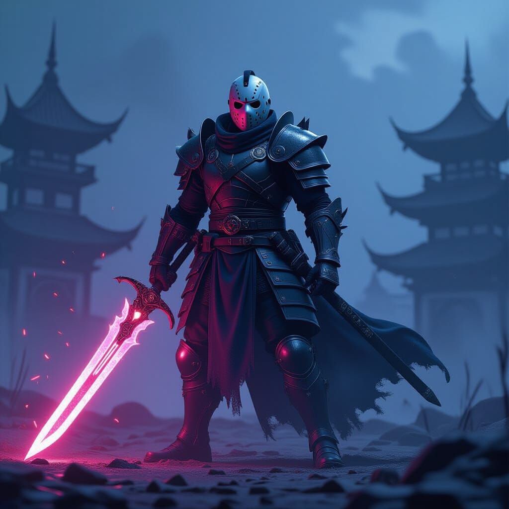 Jason Voorhees in Final Fantasy Armor with Glowing Sword