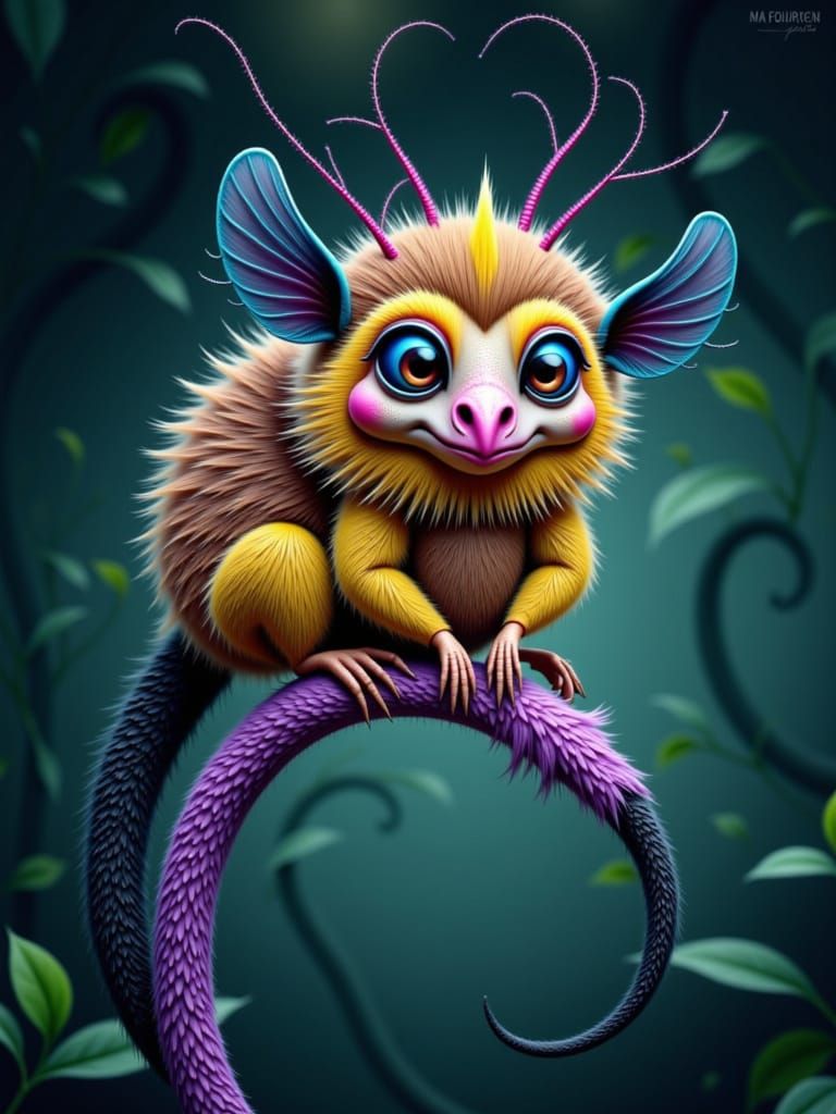 Cute Alien Creature with Dragonfly Wings