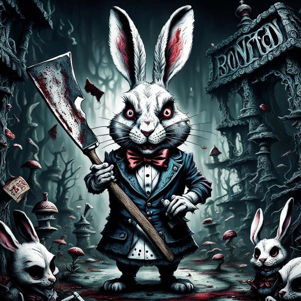 Sinister Dark Fantasy: Alice's Rabbit with Cleaver