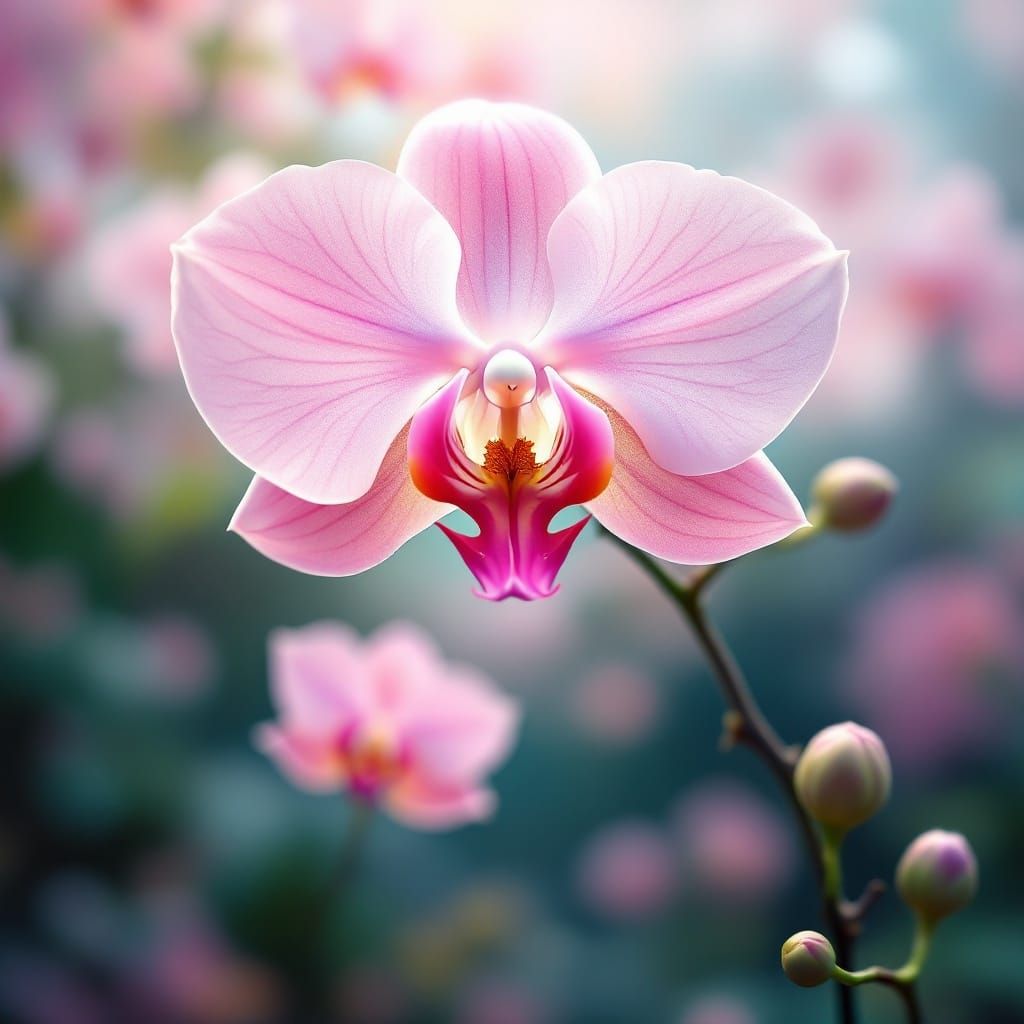 Sensual Floral Portrait in Soft Art Nouveau Style