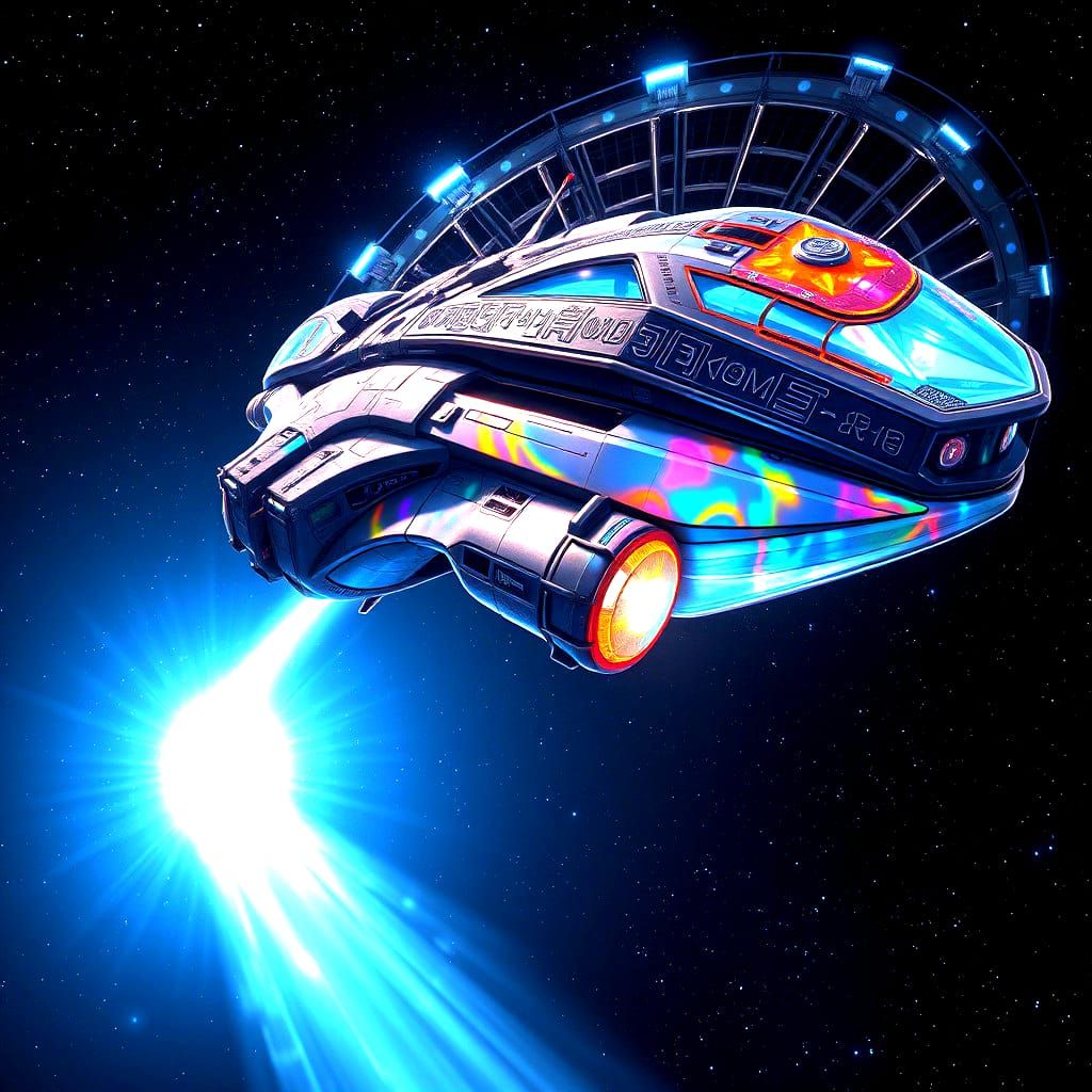 Epic Spaceship Enters Luminous Space Portal