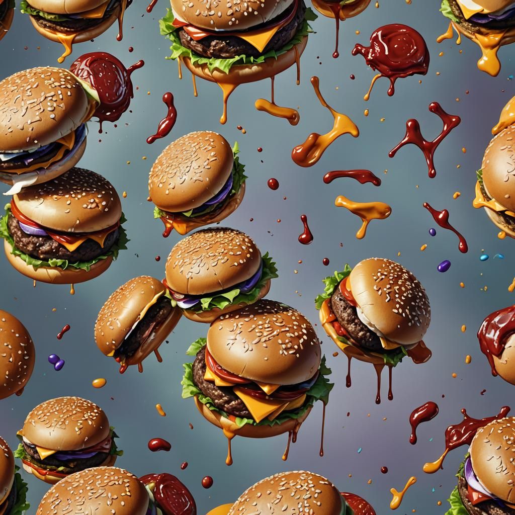 Hyperrealistic Burger Splash Art Concept