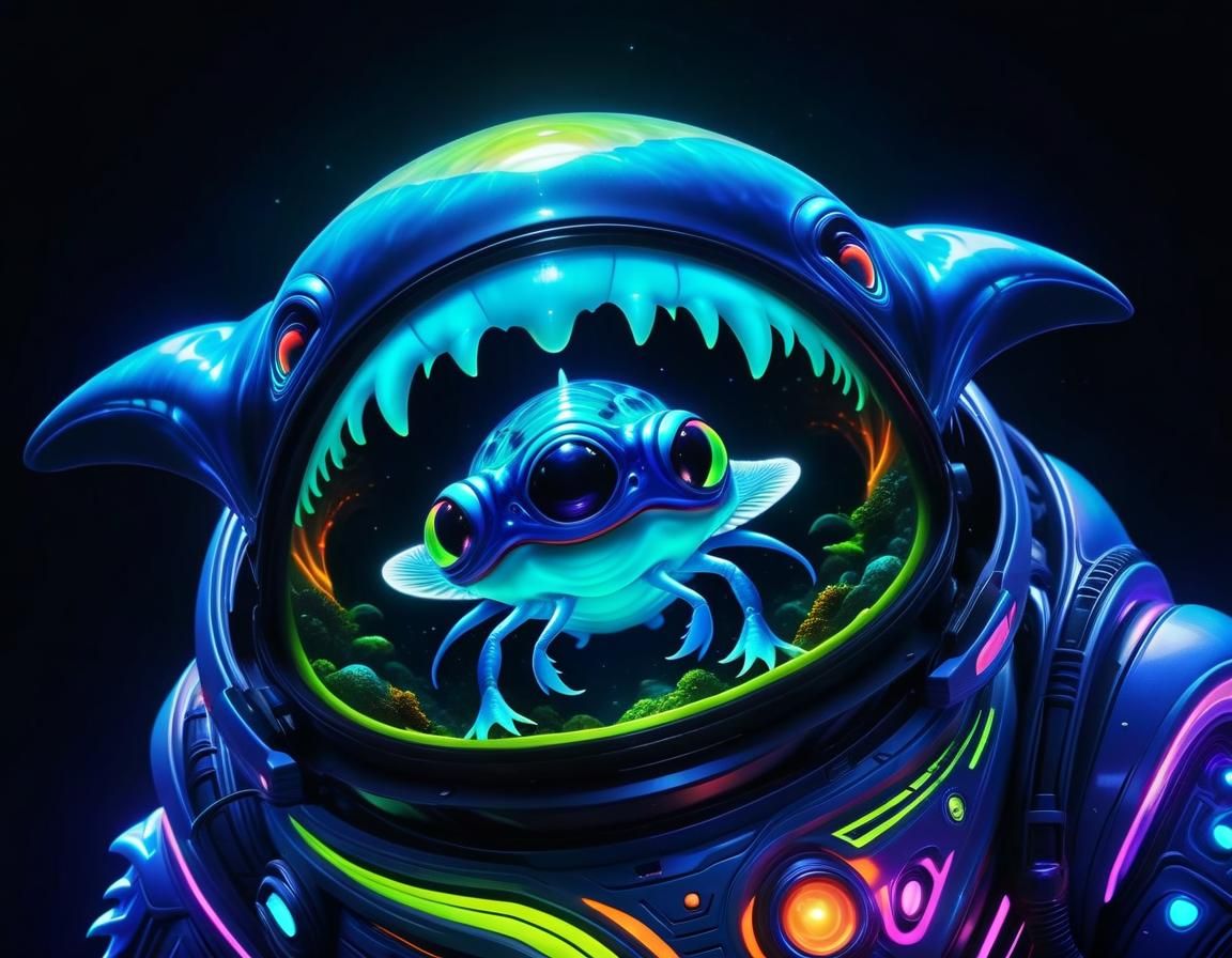 Bioluminescent Alien Monster in Surreal Flowerpunk Style