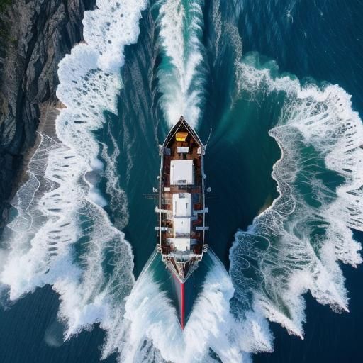 Dramatic Waves Crash Against Pirate Ship Illustration