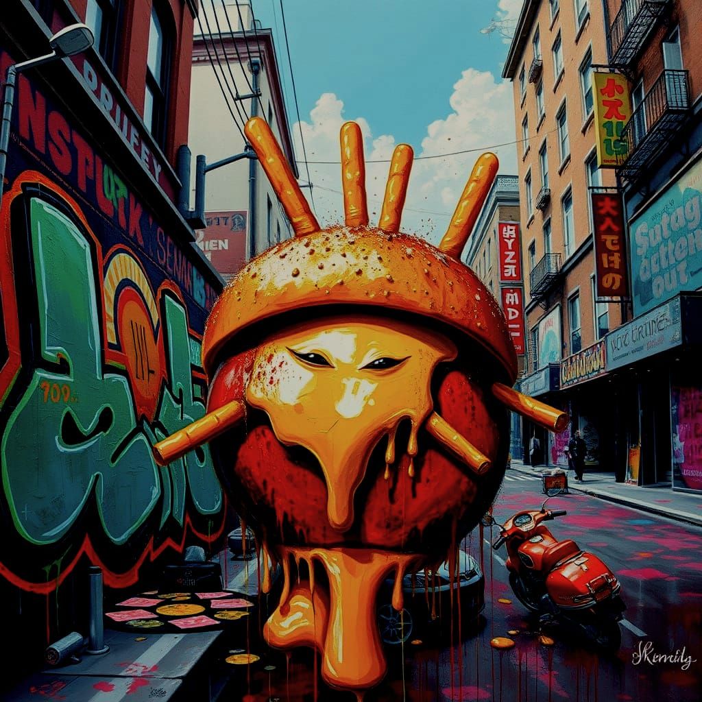 Vibrant Graffiti Masterpiece in High Contrast Colors