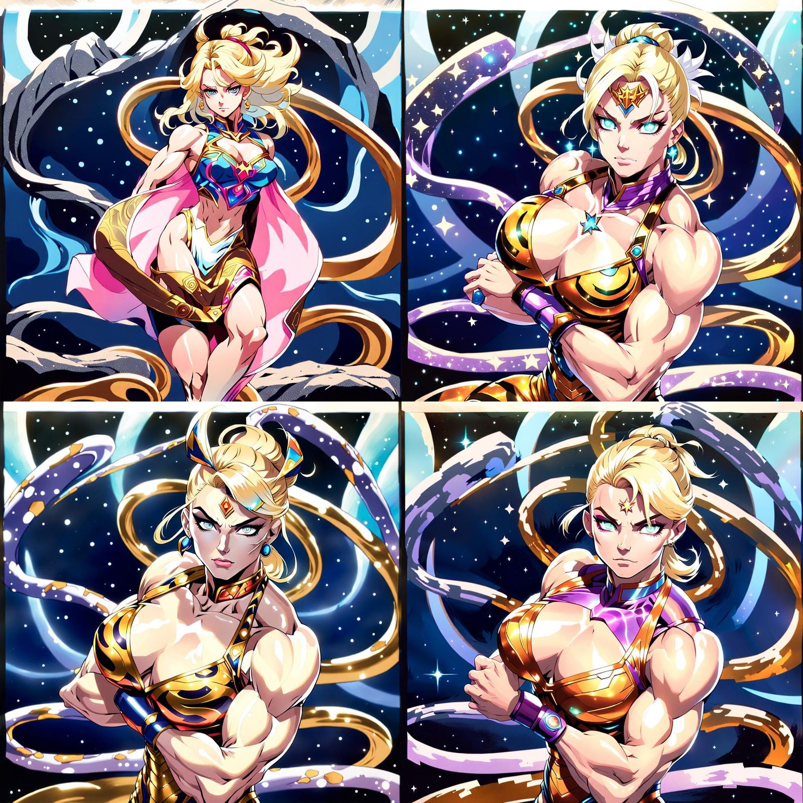 Anime Muscle Goddess Ascending from Space