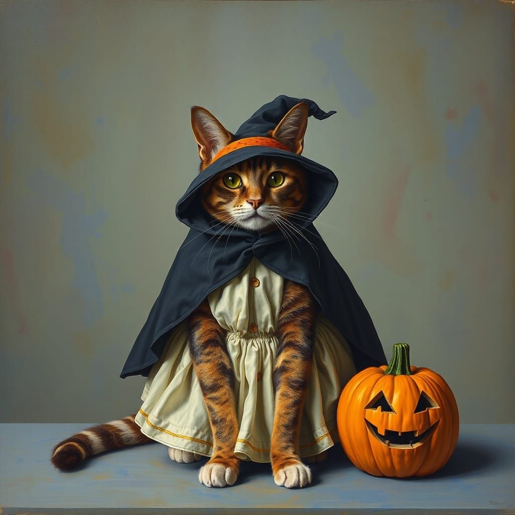 Halloween Cats in Costume: A Renaissance Meets Modern Art Fu...