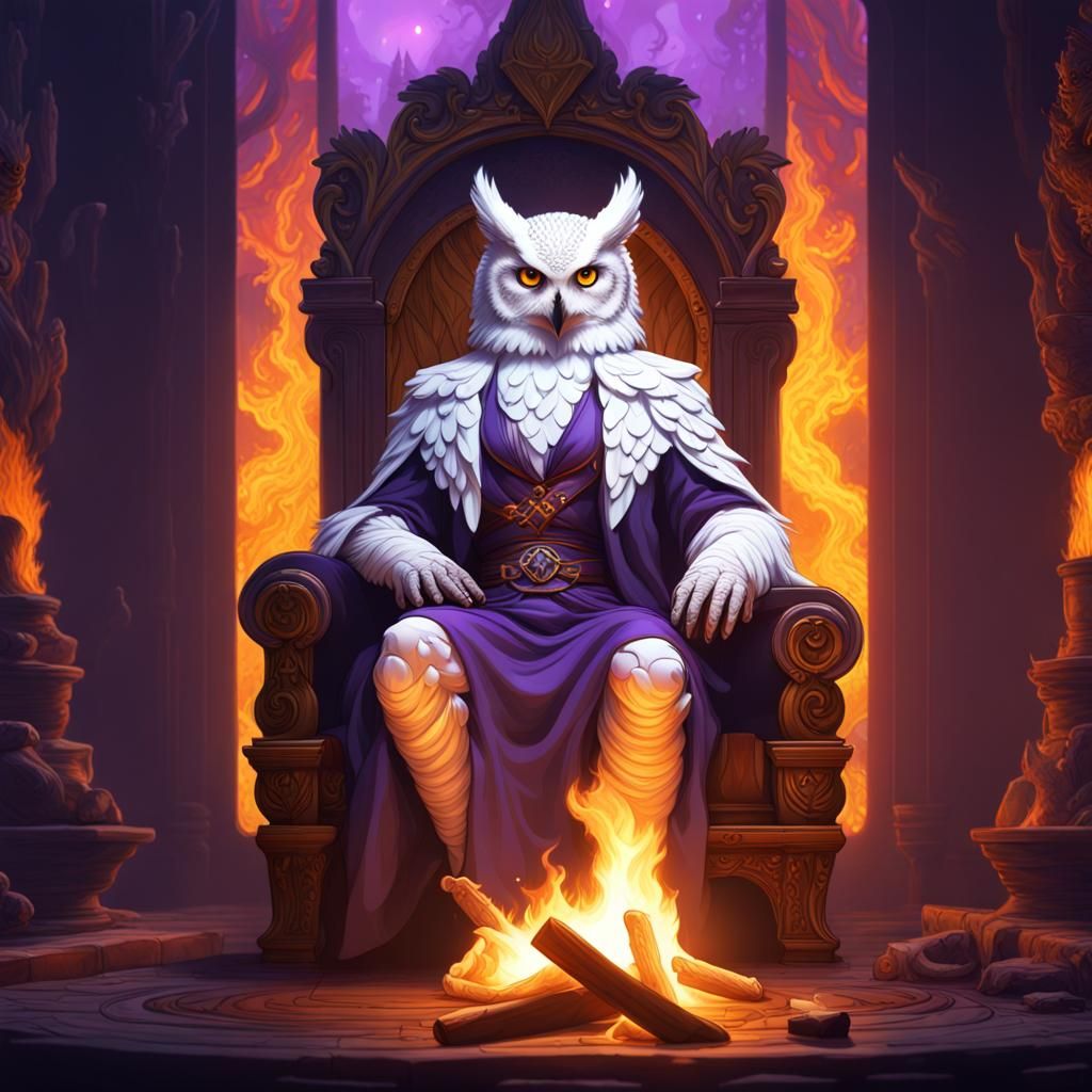 Great Horned Owl Person in Dark Fantasy Art