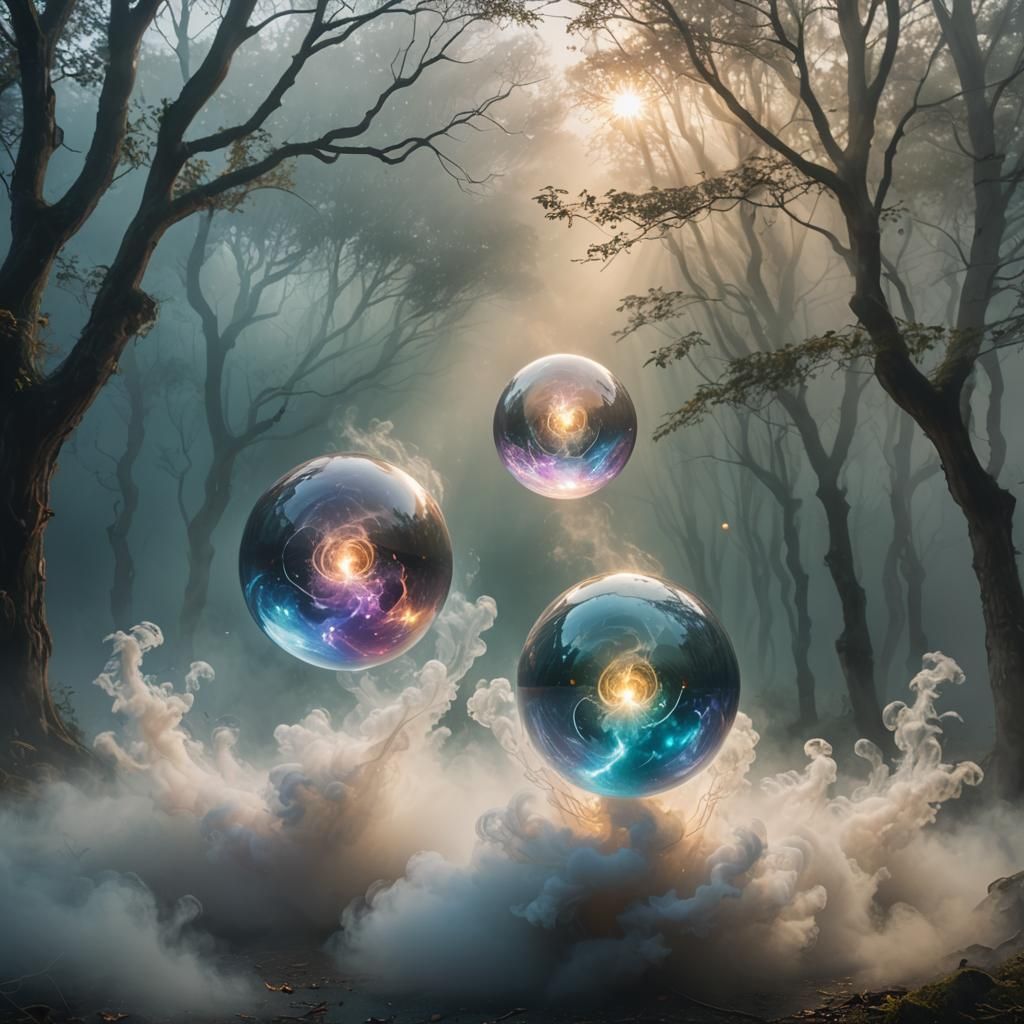 Ethereal Spirit Orbs in Surreal Hyperrealism