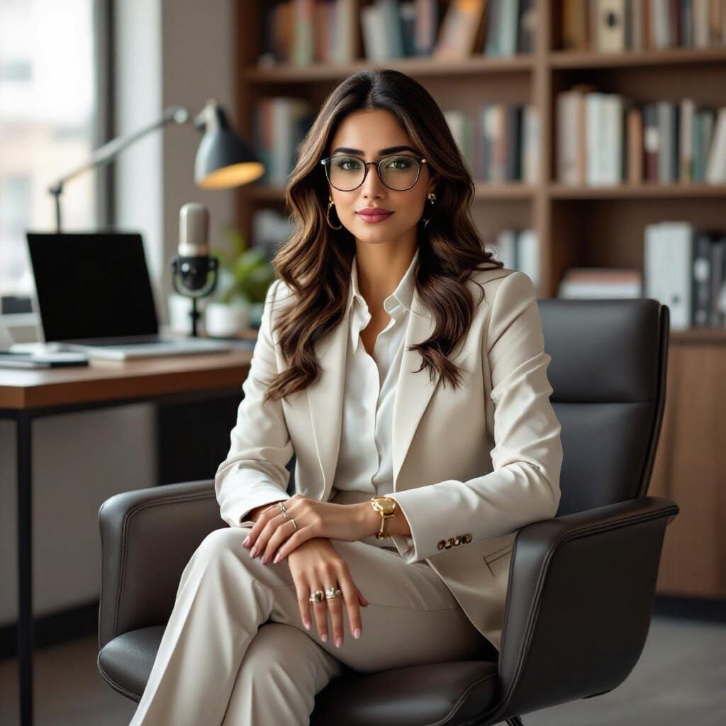 Pakistani Professor in Modern Office: Digital Art