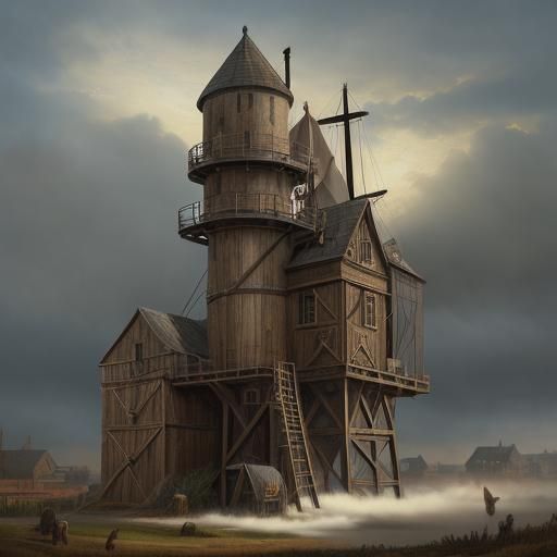 Medieval Water Powered Grain Mill: Digital Matte Painting
