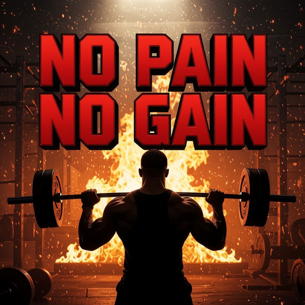 Fiery Gym Motivation: Weightlifter Silhouette