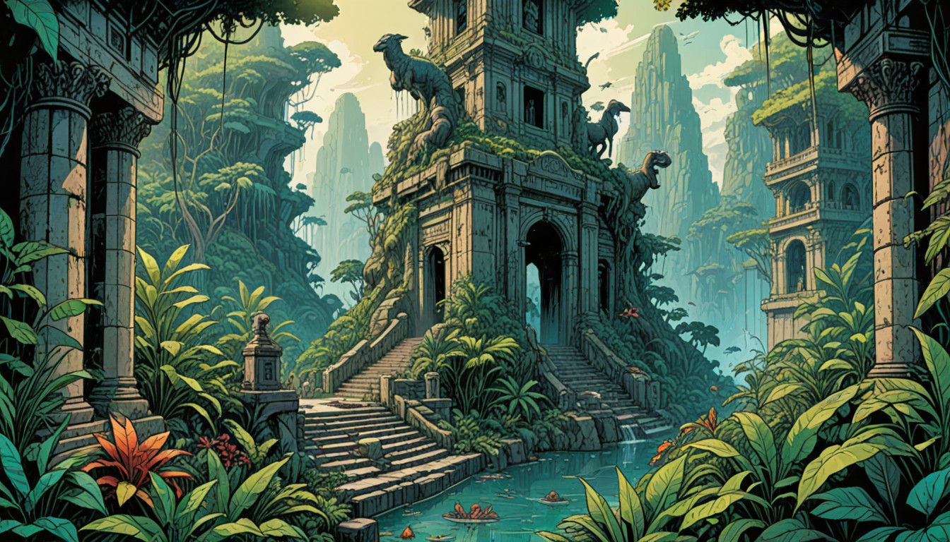 Retro-Futuristic Space Palaces in Vibrant Comic Book Style