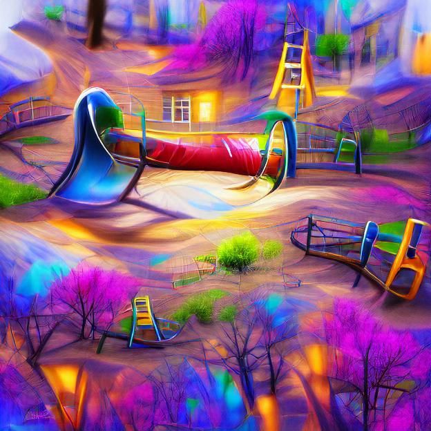 Colorful Playground Landscape in Digital Illustration