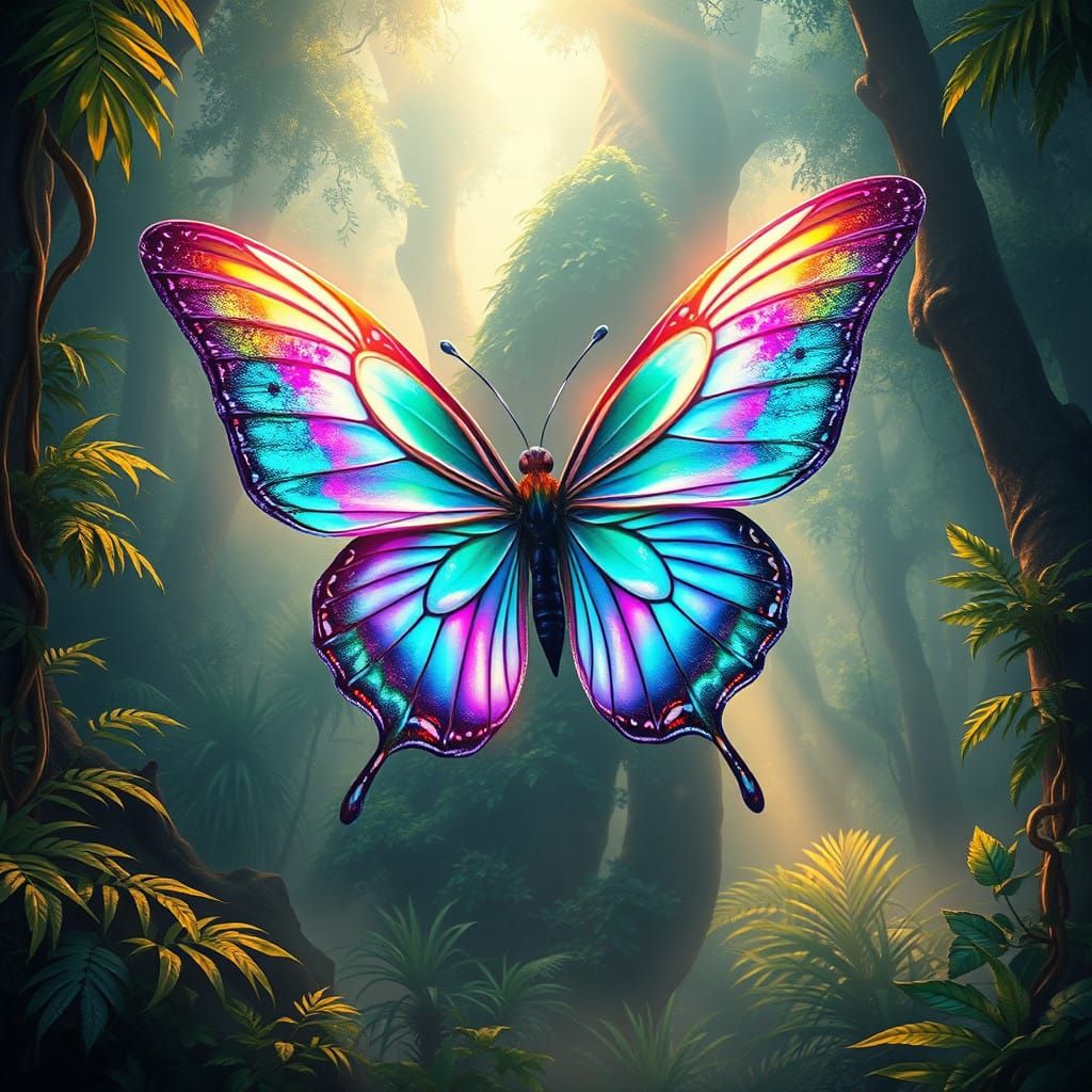Rainforest Butterfly in Iridescent Splendor