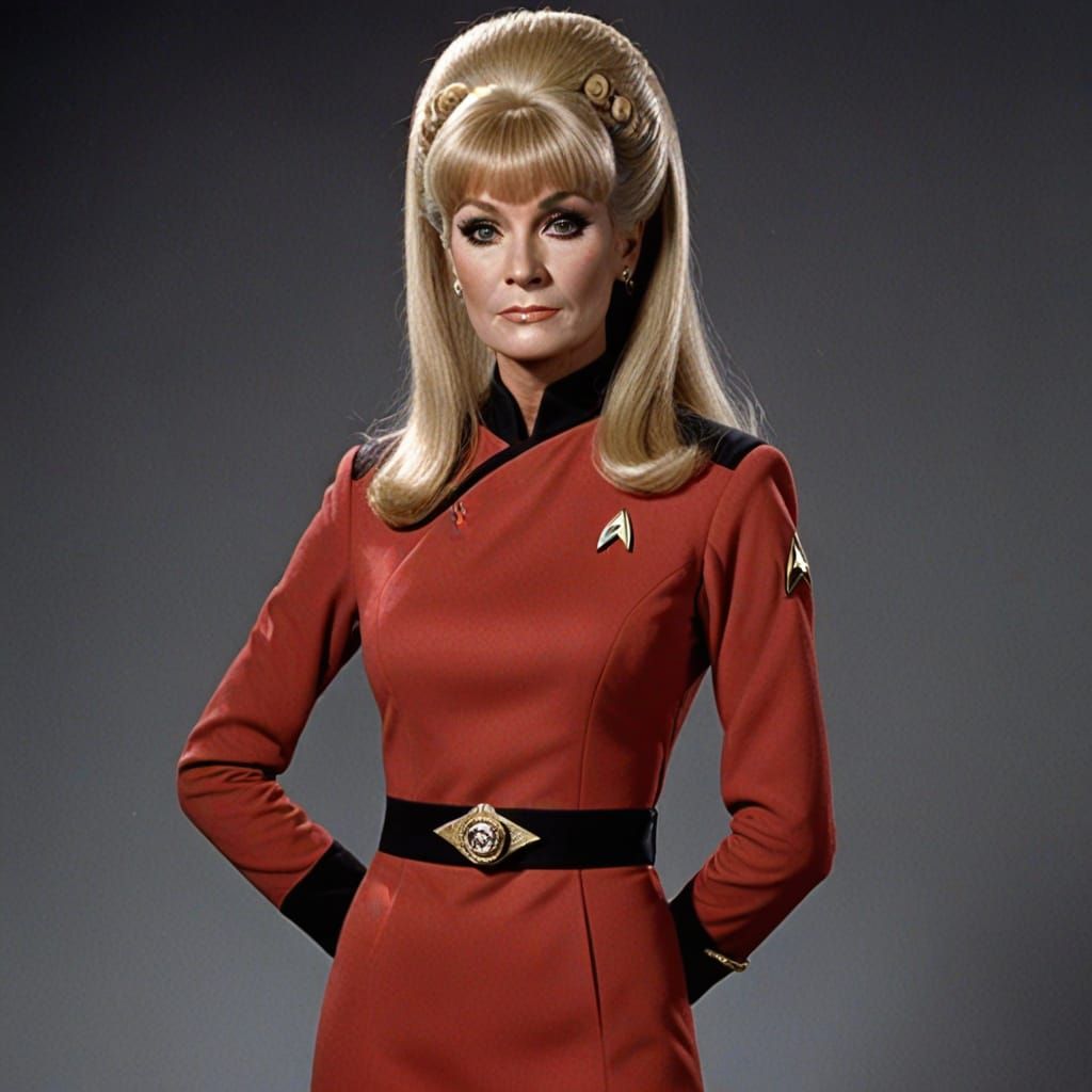 Star Trek, Yeoman Janice Rand with elaborate woven hair styl...