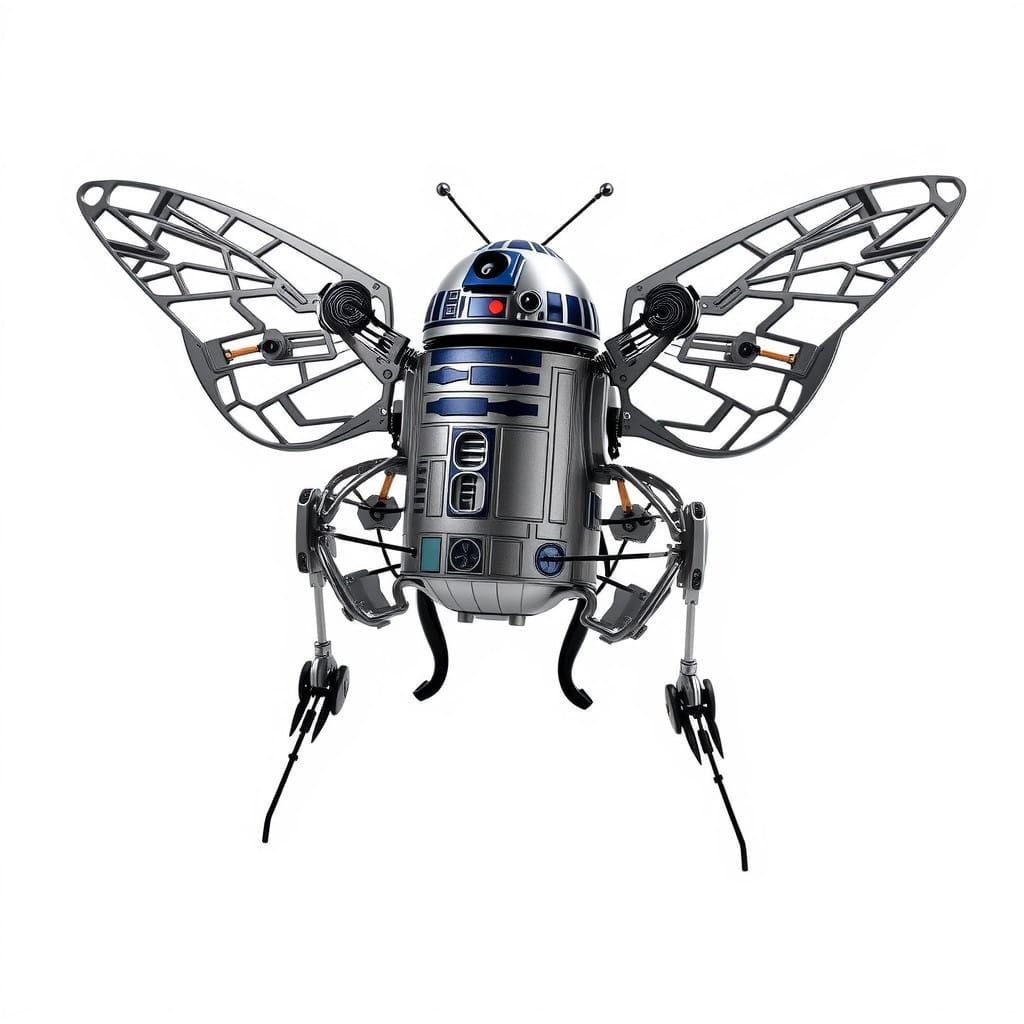 Surreal Futuristic Butterfly in Metallic Exoskeleton Inspire...