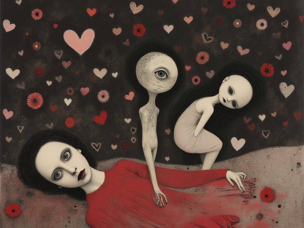 Terrified Woman Haunted by Kanashibari Spirit in Dark Collag...