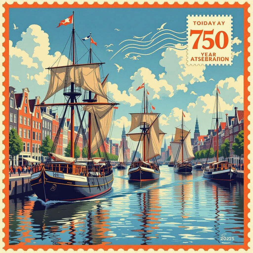 Amsterdam Sail 2025 Tall Ships Celebration Postcard