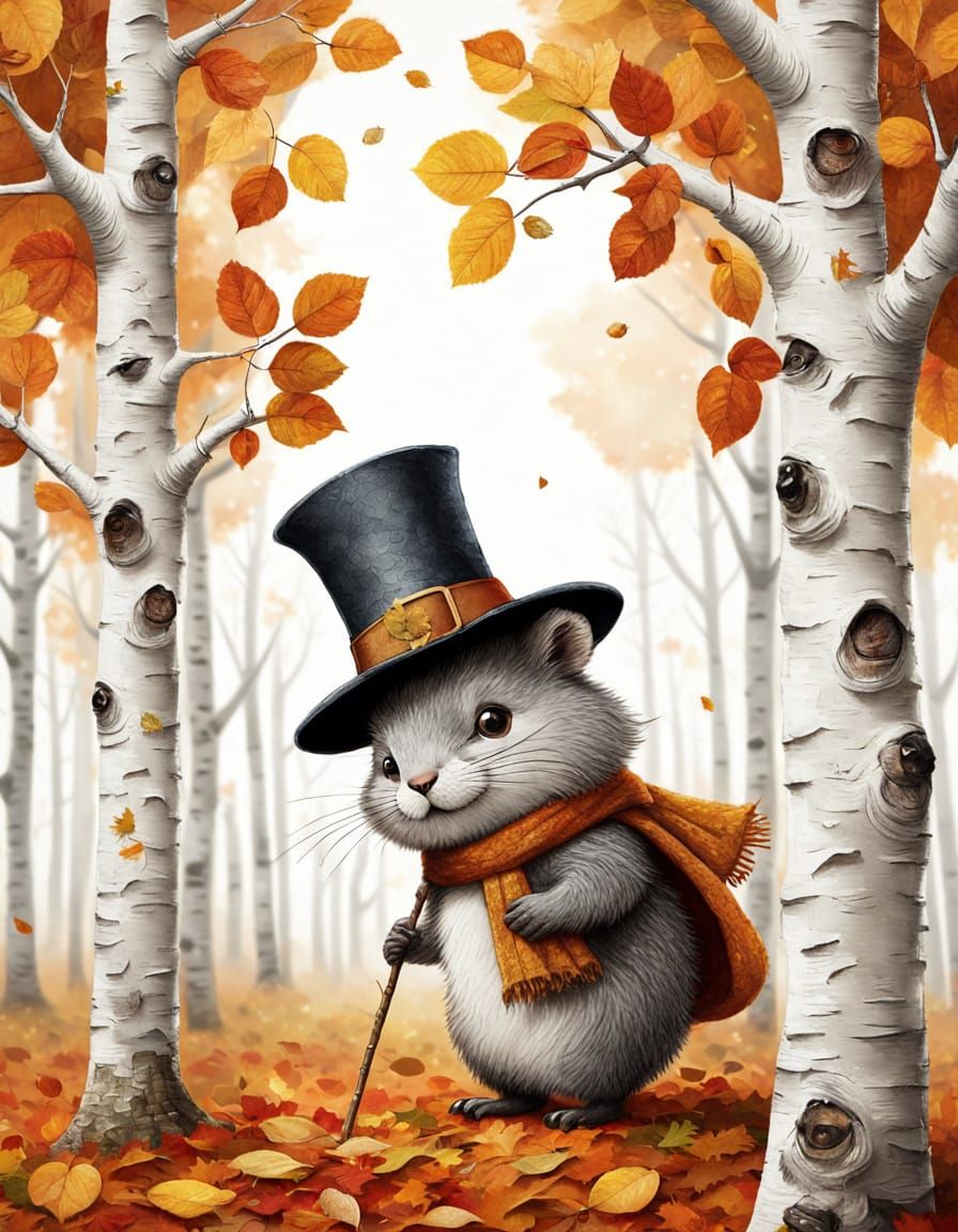 Whimsical Autumn Character in Sparkling Glitter