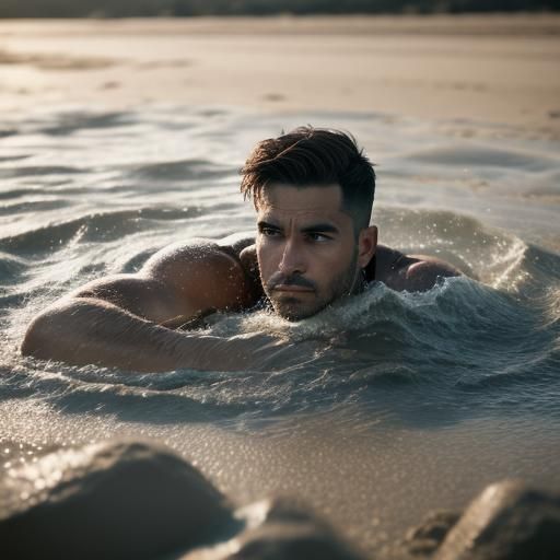 Man Sinking in Quicksand: Professional Photography