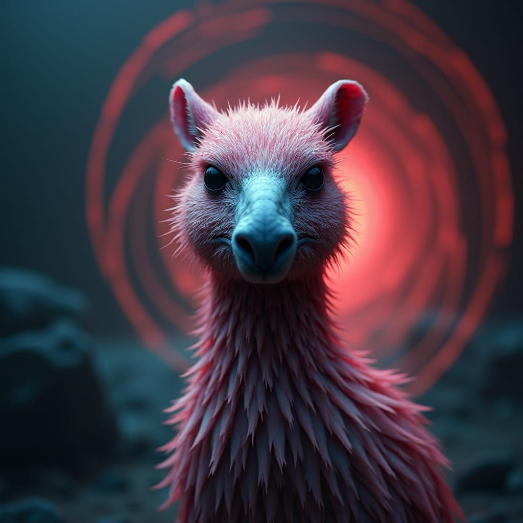 Grotesque Capybara-Flamingo Hybrid in Junji Ito Style