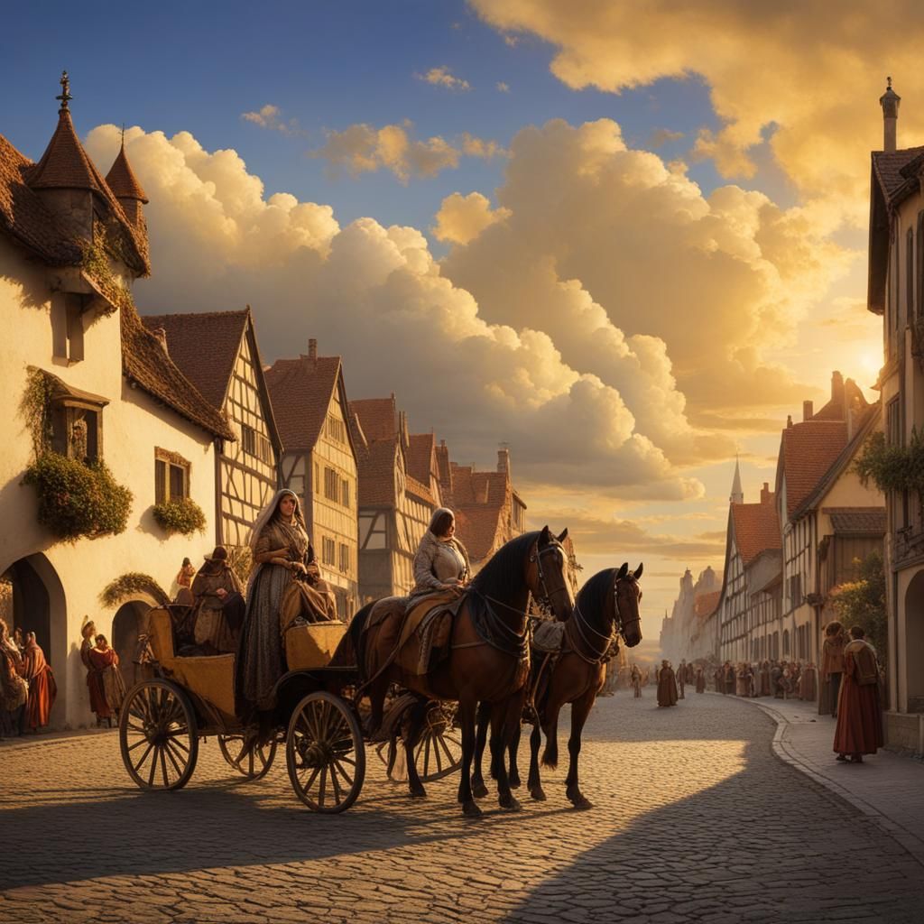 Medieval Noblewoman in City, Parrish Style