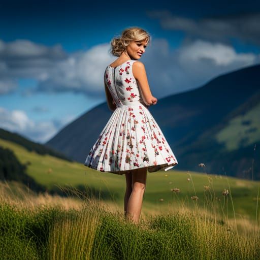 Dress with Wildflower Meadow Pattern in Painterly Style