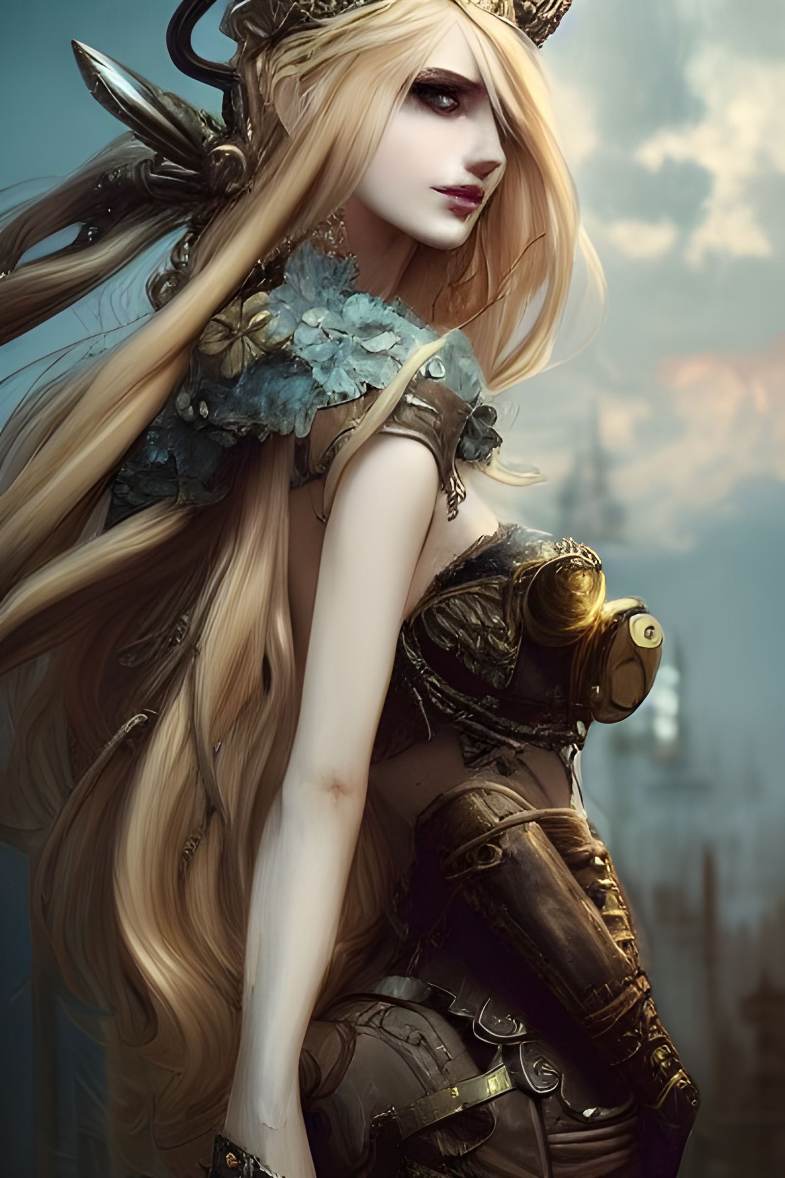 Steampunk Goddess in Hyper-Detailed Digital Illustration