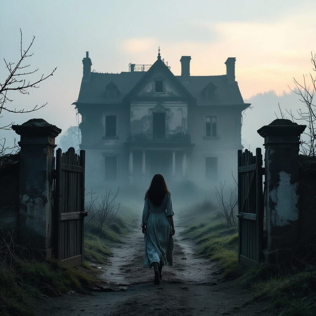 Eerie Abandoned Mansion in Cinematic Surrealism Style