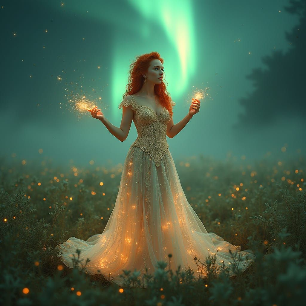 Goddess of Starlight Illuminates Celestial Aurora