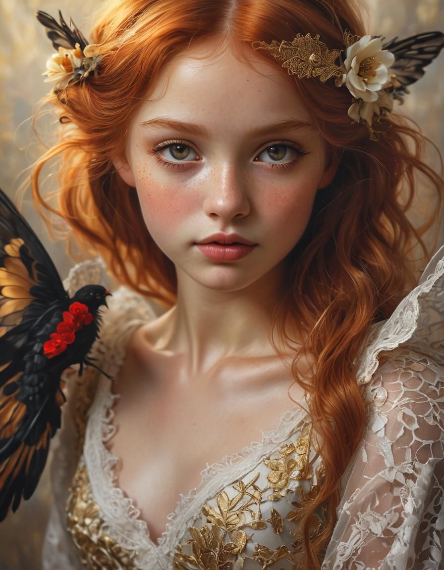 Romantic Fairy Portrait in Oil on Canvas