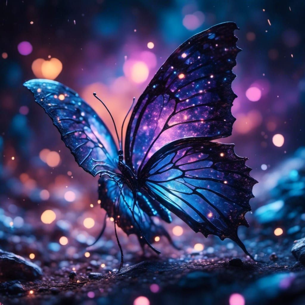 Purple Butterfly Heart in Abstract Expressionism