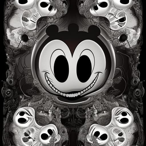 Glowing Mickey Mouse Digital Horror Art