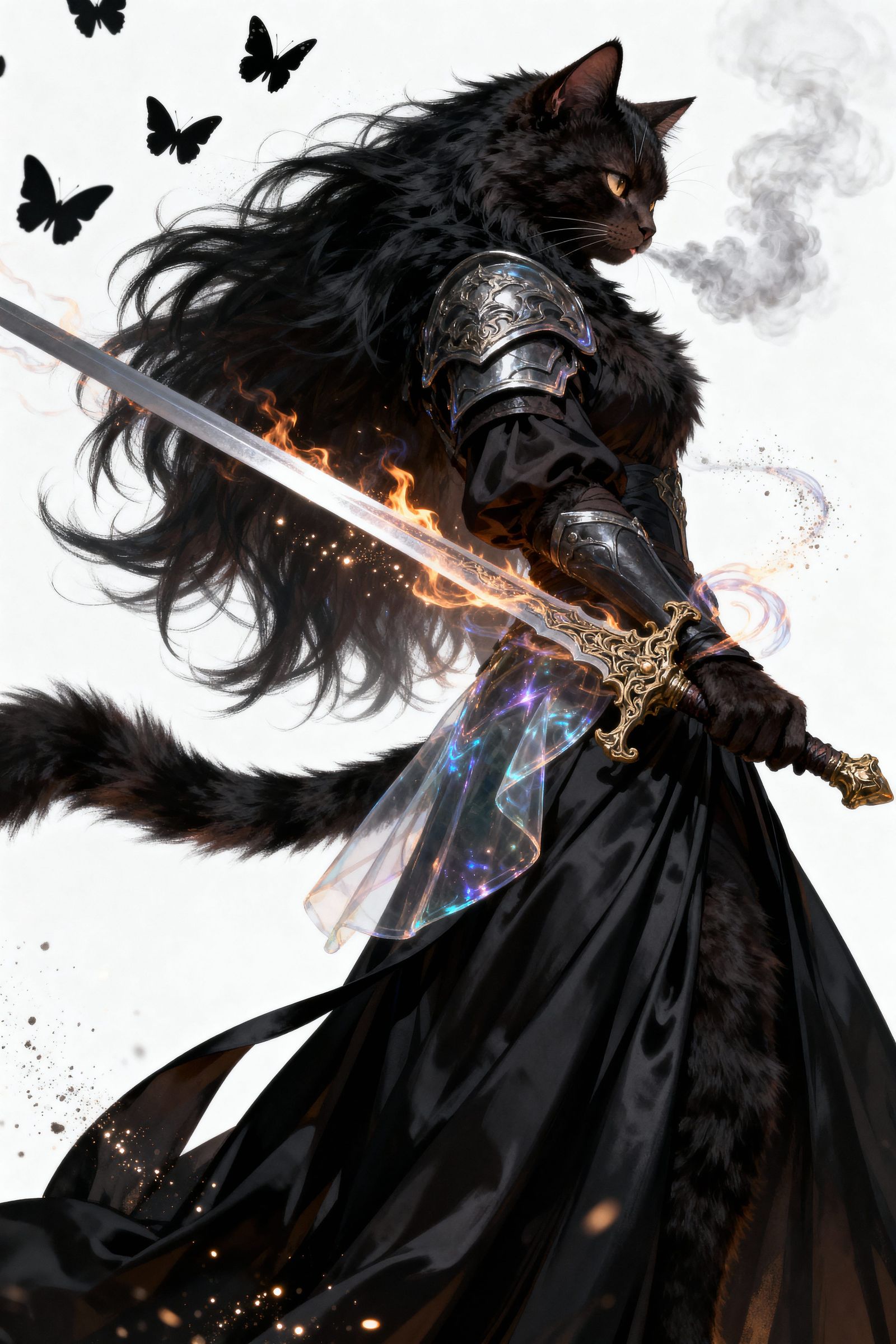 Dark Chocolate Cat Warrior with Magic Sword