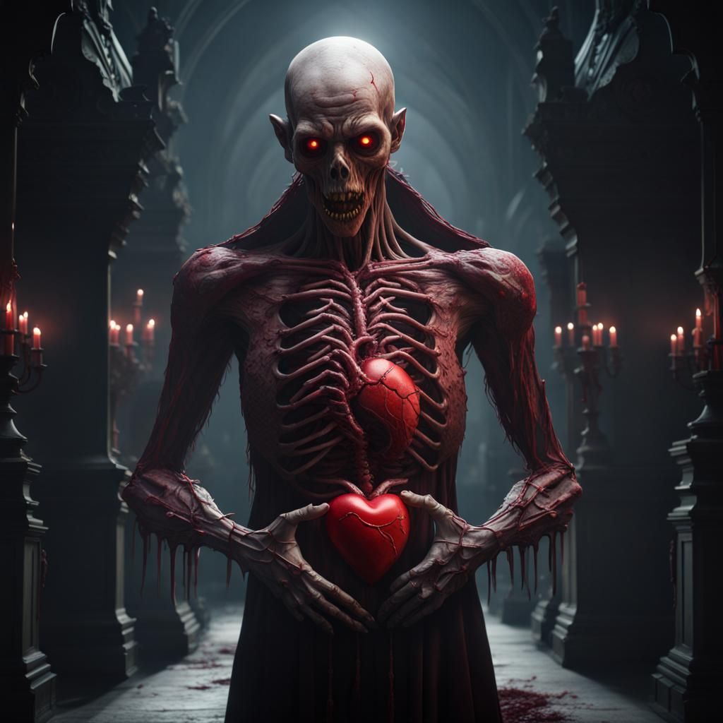 Pale Creature with Heart: Dark Fantasy Art