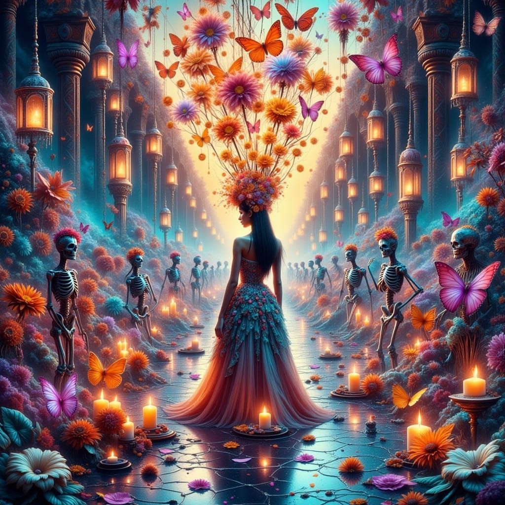 Baroque Cyberpunk Ofrenda for Dia de los Muertos