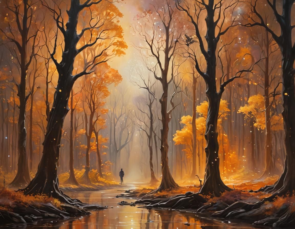 Ethereal Forest: Surreal Oil Painting Dreamscape