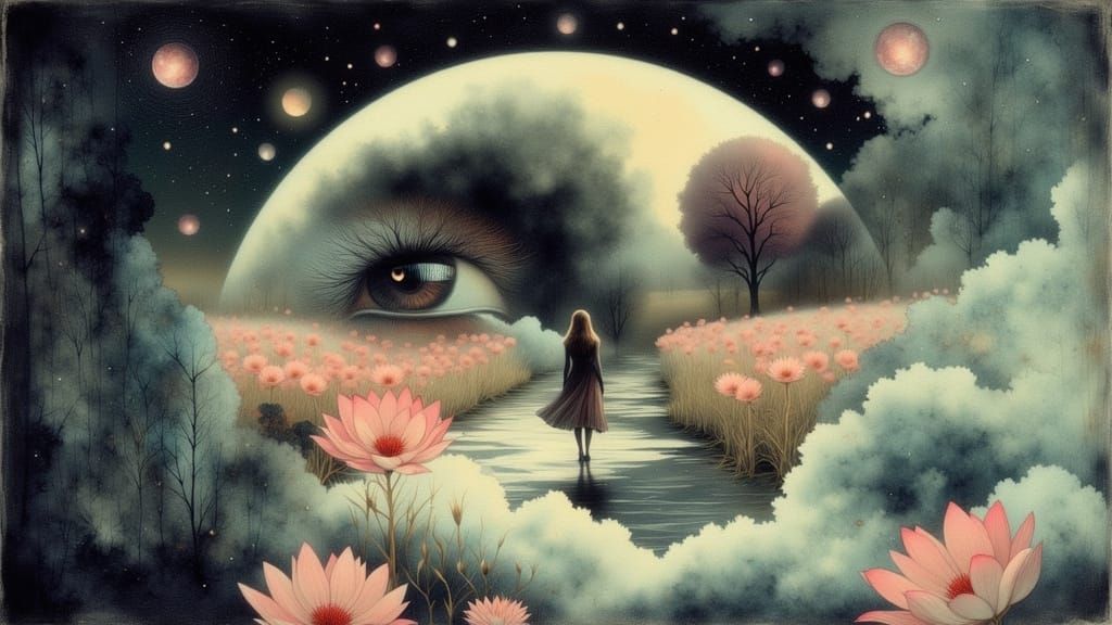 Surreal Optical Illusion in Dreamlike Landscape