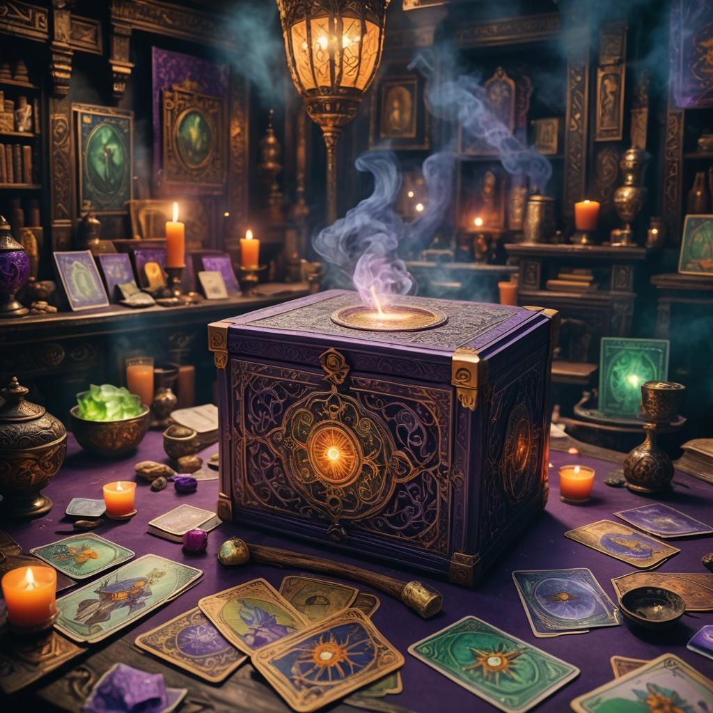 Ornate Tarot Card Box in Smoky Fantasy Shop