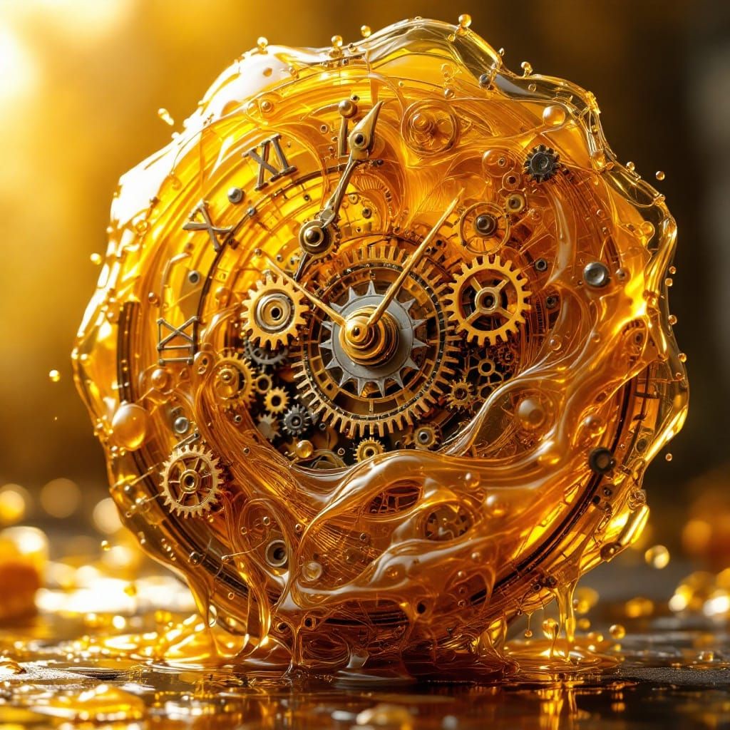 Surrealistic Clockwork Honey Mechanism in Hyperrealistic Det...