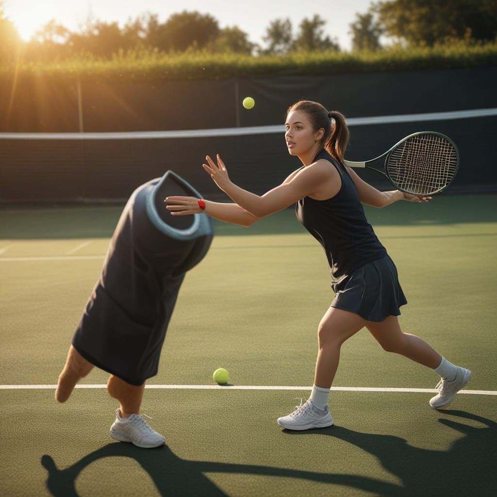 Woman with Glowing Tennis Ball in Digital Art