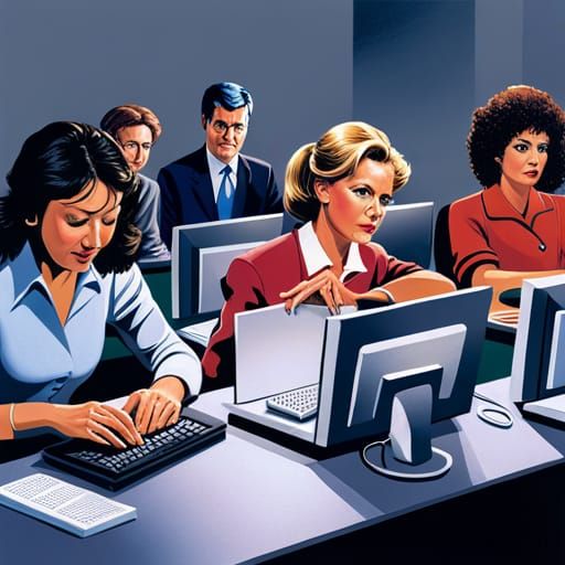 1980s US IT Office: Hyperrealistic Concept Art