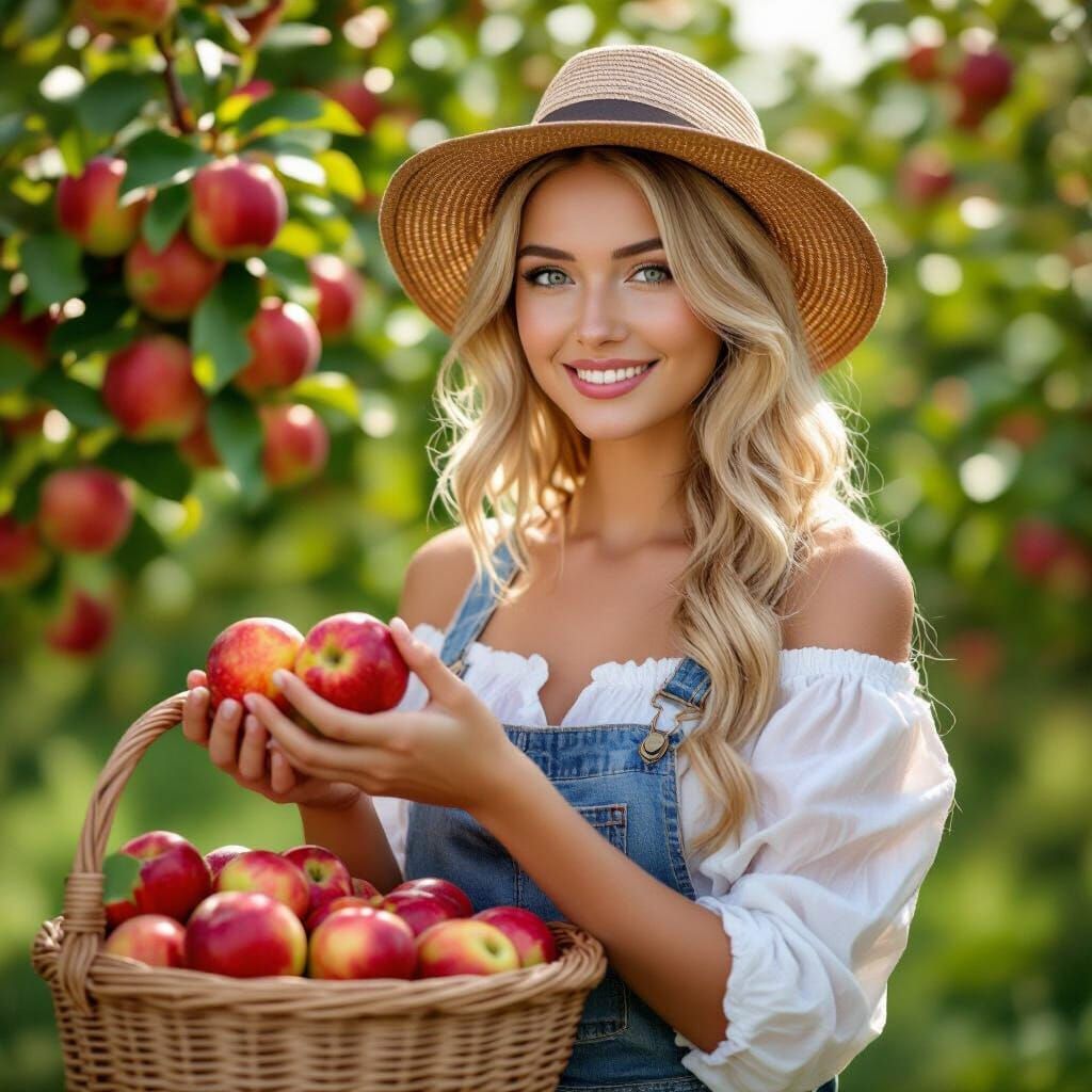 Young Ukrainian Woman Picking Apples